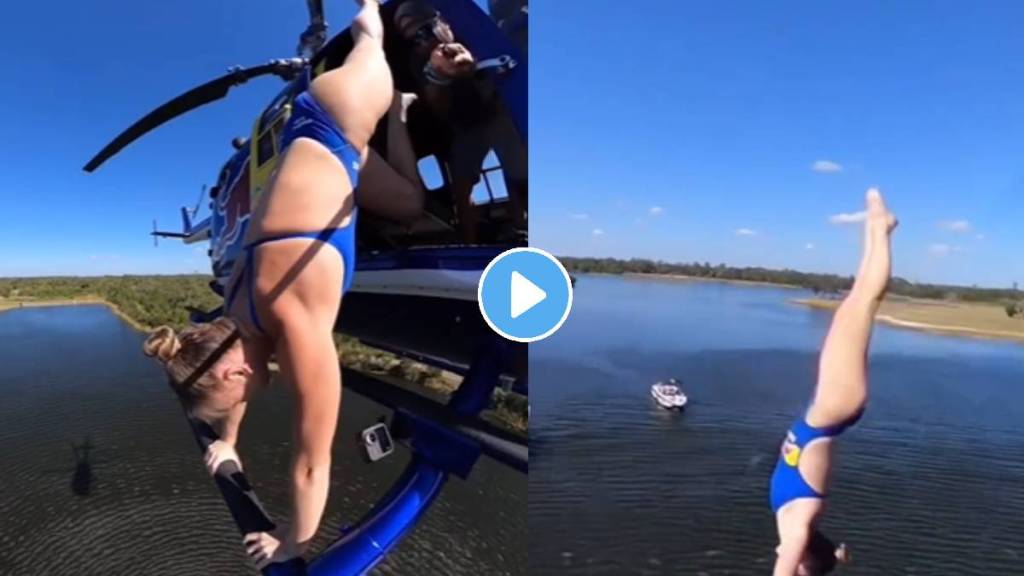 Women Back Flip From Helicopter Dangerous Stunt Video