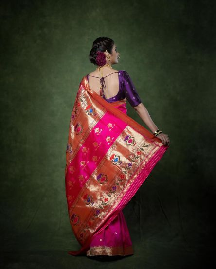 Prajakta Mali Pink Paithani Saree