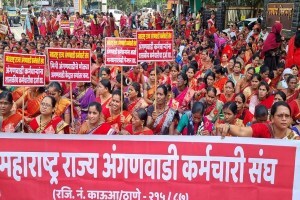 Maharashtra wide strike Anganwadi employees