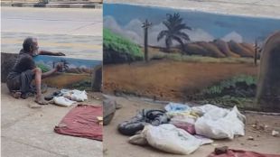You will be amazed to see the beautiful picture drawn on the pavement A video of an artist living on the street has gone viral