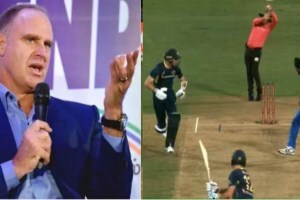 During Arshdeep Singh's final over in the 5th T20I Matthew Hayden pointed towards the umpire and said It's done second time