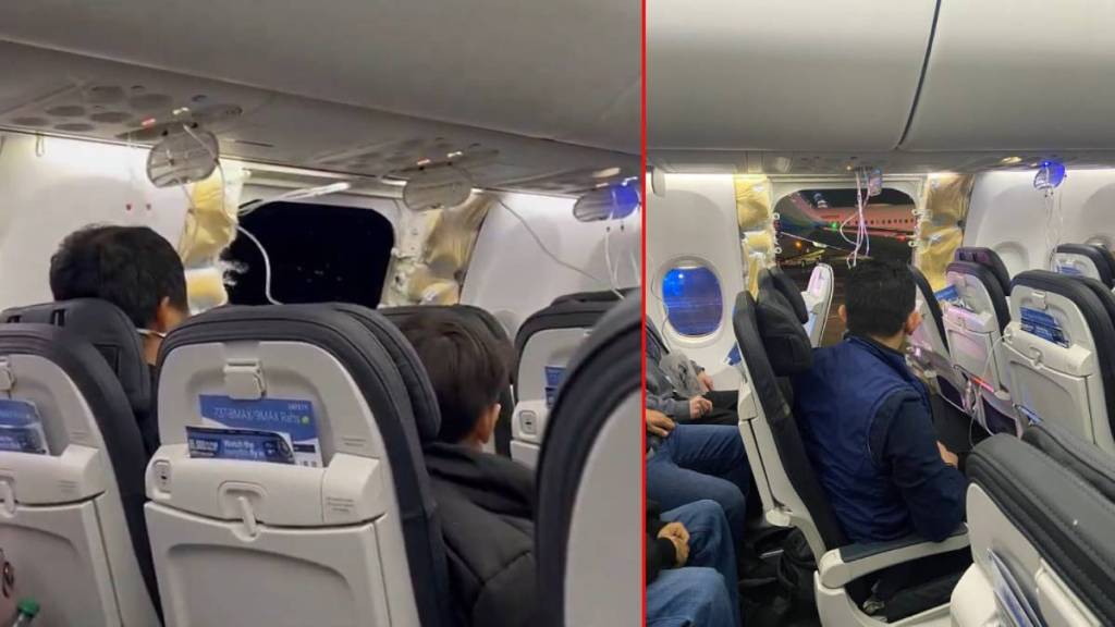Alaska Airlines plane door bows