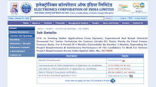 ECIL Junior Technician Recruitment 2024 Apply for 1100 JTC Grade II posts till Jan 16