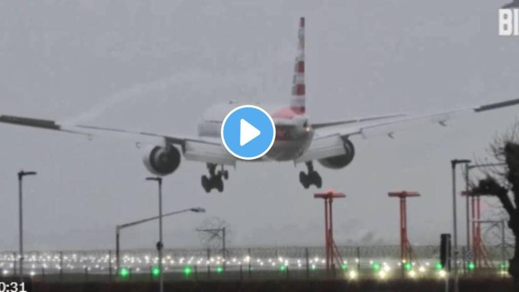 Flight balance disturbed due to strong wind in london shocking video goes viral