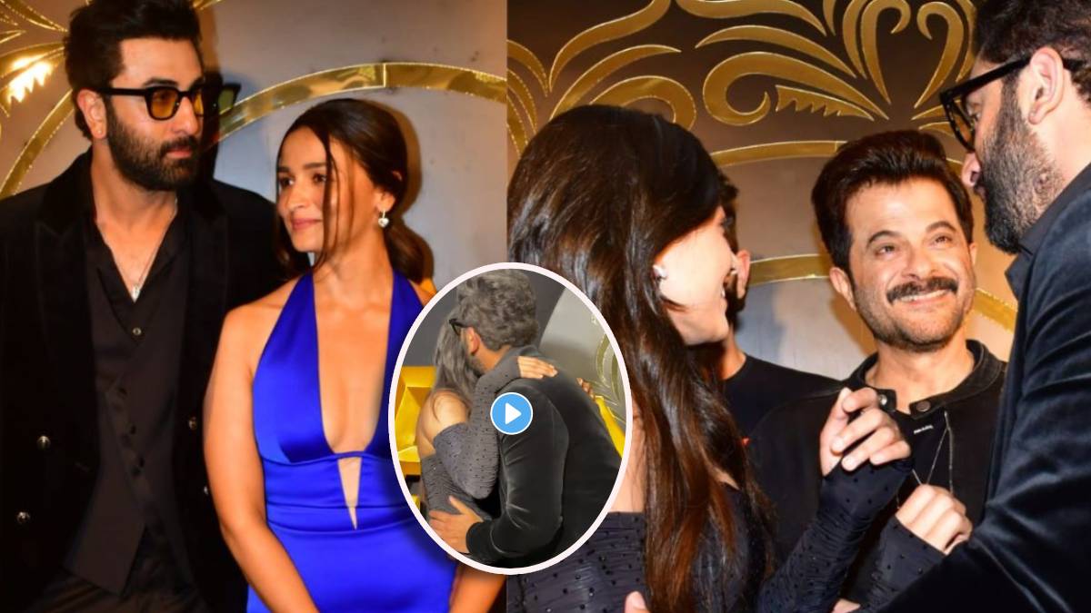 bollywood actor ranbir kapoor kissed rashmika mandanna at animal movie success party video goes viral