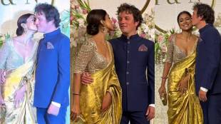 41 years old shriya saran liplock with husband at aamir khan daughter wedding reception party