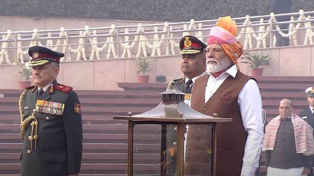 national republic day 2024 photos of pm narendra modi pagadi fheta turban and dress of republic day gantantra diwas