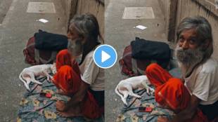 mumbai homeless man takes care of puppy like his son heart warming video goes viral
