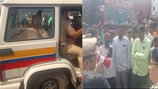 mumbai ahmedabad national highway blocked news in marathi, stone pelting on police vehicles news in marathi