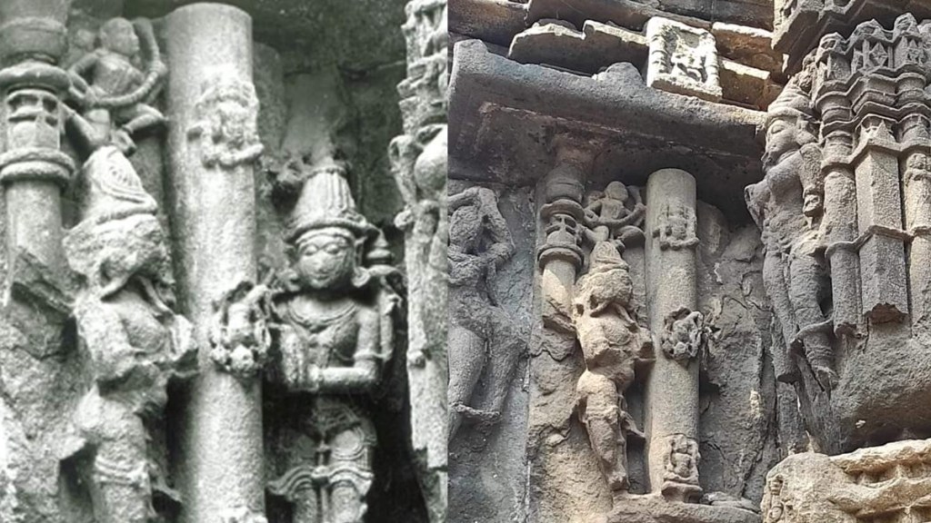 ambarnath shiva mandir marathi news, sculpture on shiva mandir dislodged ambarnath