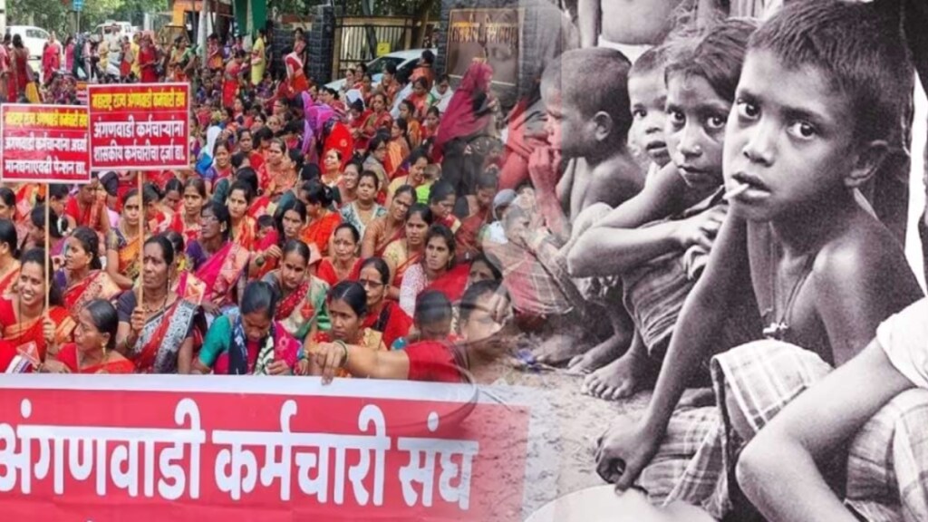 Anganwadi workers strike 58 lakh malnutrition children mumbai