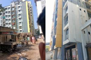 two building obstructing road in rahul nagar