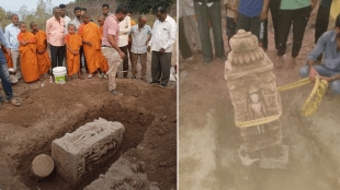 13th century stone idol Vrishabhanath Maharaj of Yadava period found in Buddha Vihar ​​Kelzar Selu taluka
