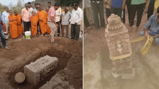 13th century stone idol Vrishabhanath Maharaj of Yadava period found in Buddha Vihar Kelzar Selu taluka