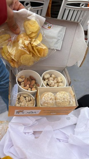 WHAT ARE THE SEVEN ITEMS IN THE PRASAD BOX
