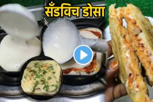 Jugadu Women Made Sandwich Without Bread or Maida Use Dosa Batter In Toaster With Cheese Unique Breakfast Recipe Idea