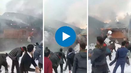 Jammu Kashmir Gulmarg fire viral video
