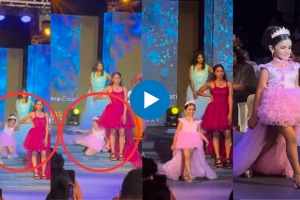 Little girl walks beautifully on the ramp with confidence after falling see viral video Video