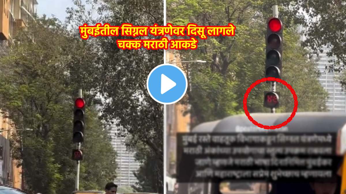 marathi figures display on signal system in Mumbai occasion of marathi bhasha gaurav din 2024 viral video