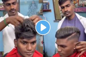 Viral Video This hairstylist Using Fire Gun Can To Set Customer haircut seemed unfazed by the use of flame