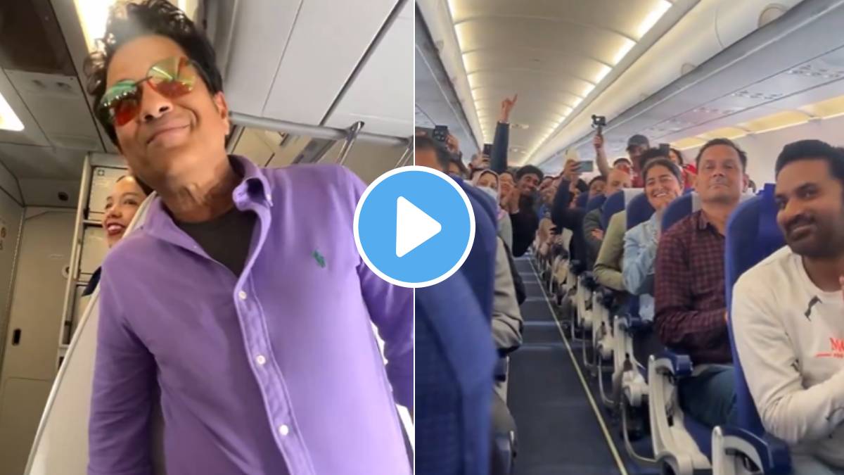 The Indian legend Sachin Tendulkar Entered In The Flight With His Wife Fans Chanting Sachin Sachin Watch Viral Video