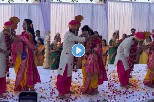 Prathamesh Parab and Kshitija Ghosalkar touching feet each other in wedding, video viral