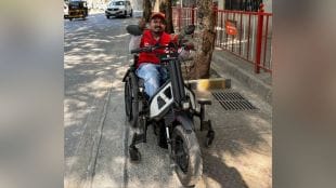 Zomato agent Riding wheelchair modelled like a motorbike