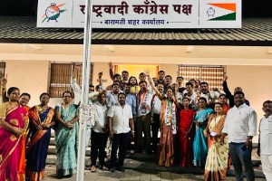 Ajit Pawar supporters cheer in Baramati after the Election Commission decided to give Nationalism Congress party and clock symbol pune news