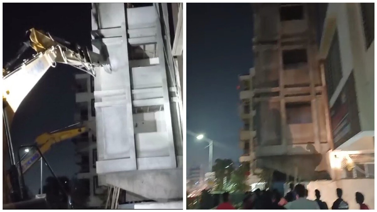 pimpri chinchwad latest marathi news, under construction three storey building tilt in wakad area marathi news
