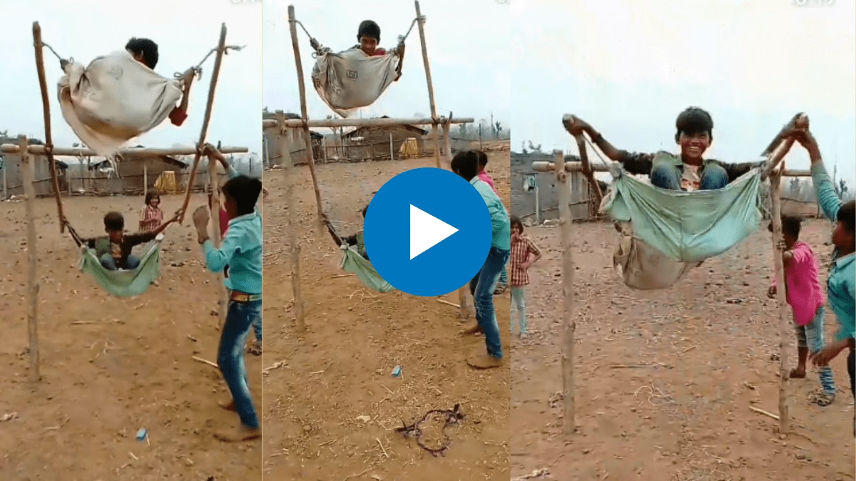 children make sky cradle with Jugaad and Enjoy in the ride of Sky Cradle video goes viral