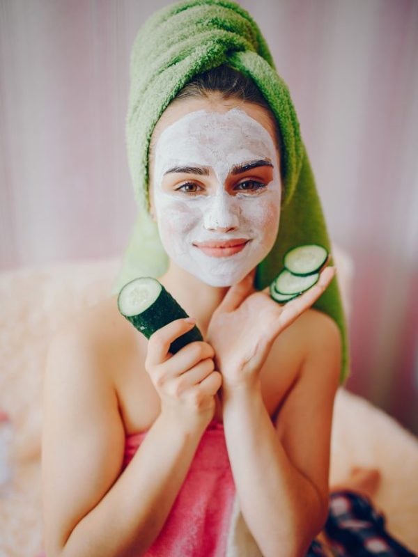 Girl with face mask