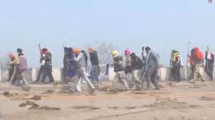 farmer protest Tear gas shells fired at Shambhu border