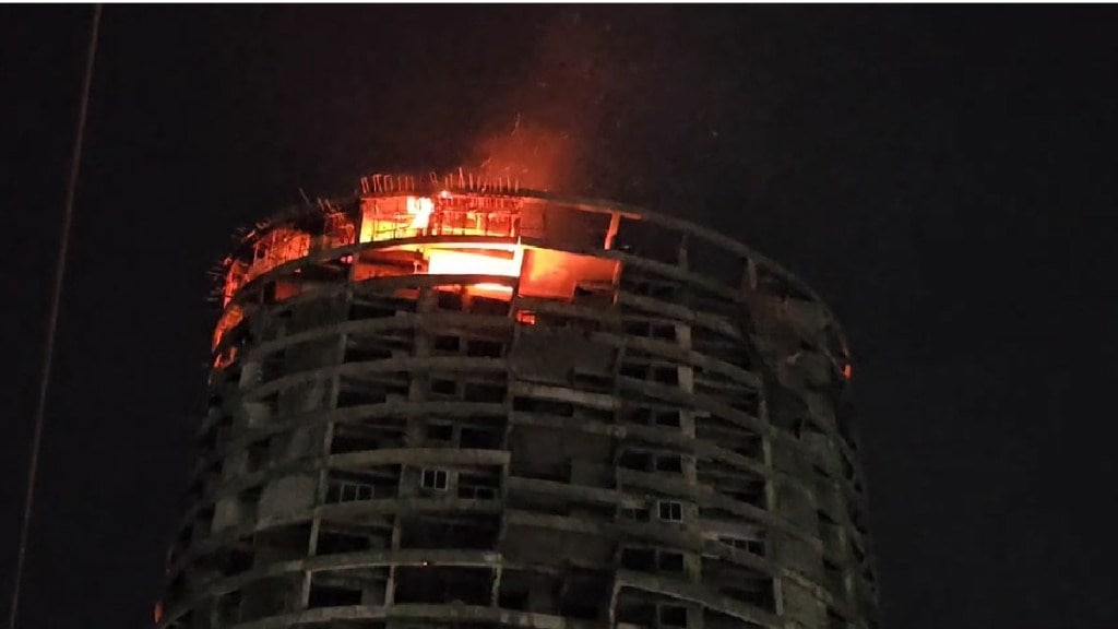 fire breaks out shiravane midc under construction building navi mumbai