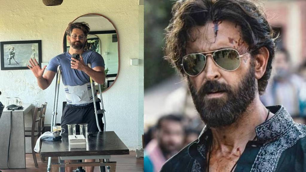 Bollywood actor Hrithik Roshan suffered a muscle pull and posted a photo with crutches
