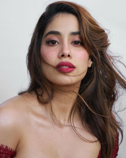 Janhvi Kapoor flaunts valentines look in lace and satin corset maxi dress