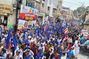 dalit organizations demonstrate power by march in akkalkot