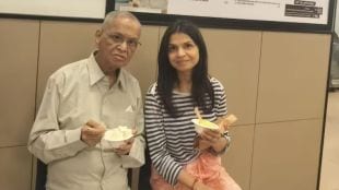 Narayana Murthy enjoys ice-cream with daughter Akshata Murthy