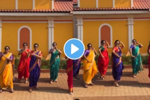 young girls dance on marathi song by wearing nauvari saree