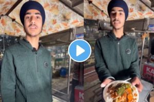 school boy selling chaats on food stall to support family after death of his father