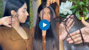 Girl make earrings with her own hair viral video