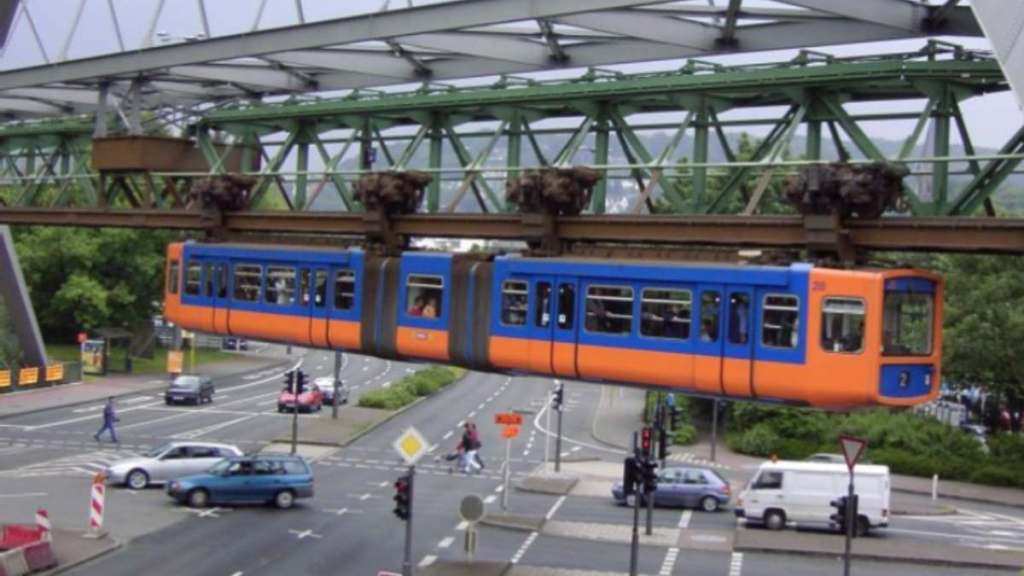 germany suspension railway where train run under the track amazing hanging train