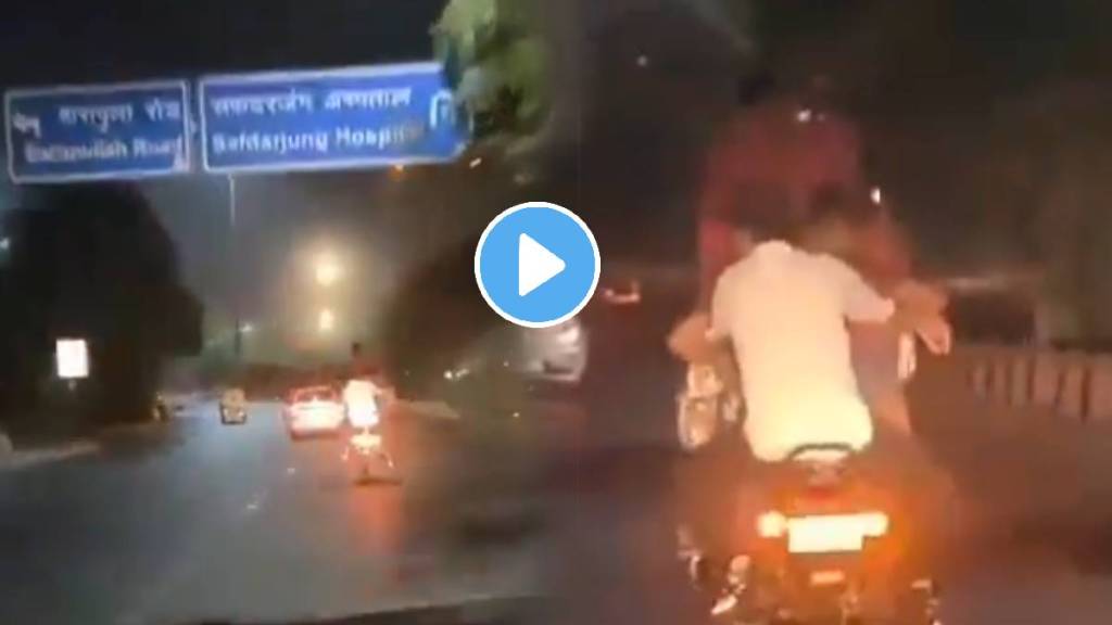 Delhi crime three bike riders can be seen roaming fearlessly on the streets of delhi holding knives and liquor in their hands