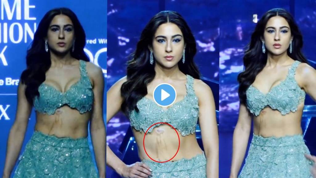 bollywood actress sara ali khan fat burn mark with ramp ramp walk video viral