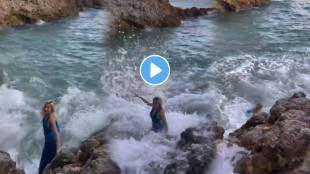 Shocking incident happened with girl when she try to click photos near sea side she fall in sea