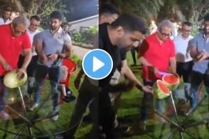 The Bengaluru Police Commissioner celebrating his birthday by cutting a watermelon instead of a cake
