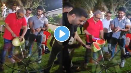 The Bengaluru Police Commissioner celebrating his birthday by cutting a watermelon instead of a cake
