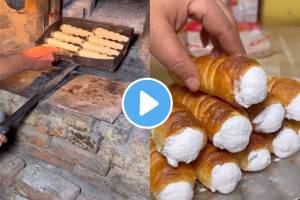 Viral Video Shows childhood favourite crispy twisted sweet Cream Rolls making in a factory