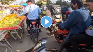 Bike rider stealing grapes from cart live video captured internet users got angry