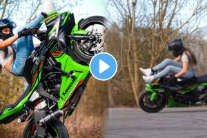 Girl Front Wheelie On Bike Stunt Video Viral Shocking Video