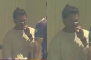 IPL 2024 Shahrukh Khan Smoking in Stadium During Match Between KKR vs SRH Video Viral